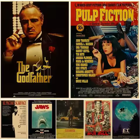 Vintage Classic Movie Posters Retro Prints Pulp Fiction/Godfather Poster Film Retro Home Room Decor