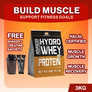 (Free Shaker + Creatine) Hydro Whey Protein 3kg, Lean Muscle, HALAL BS Nutrition