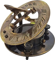 Authentic Gift Collection Antique Brass Sundial Compass Marine Boat Gift Pocket Sun Dial in Box Nautical Marine Gift Sun Clock Pirate Ship Replica Watch Gift for Love Ones