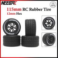 4PCS NEEBRC 115mm RC Car Rubber Tire Wheel Tyre 12mm Hex For 1/10 RC Off-road Buggy Monster Redcat H
