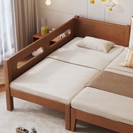 Wood Solid Baby Bed Integrated Type Children Bed Adjustable Kids Bed Frame Thickening Bed Extension
