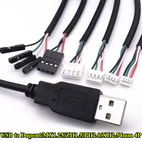 USB Male Terminal Data Line to Dupont/MX1.25/ZH1.5/PH2.0/XH2.54mm 4Pin Dupont Adapter Extension Wire