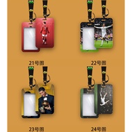 C Luo Football Star ID Card Holder Bus Card Credit Card MRT Card Holder Long Short Rope Boys Students Children Card Holder ABS Hard Shell Slide Cover