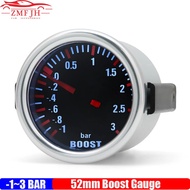 -1~3 BAR 2" 52mm Boost Turbo Gauge with Sensor White LED Auto Car Smoke Lens Boost Meter BAR for Gas