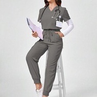 Solid Color Short Sleeve And Long Pants Nursing Scrub Uniform Set Set Scrub Set Nurse Dresses Scrub 