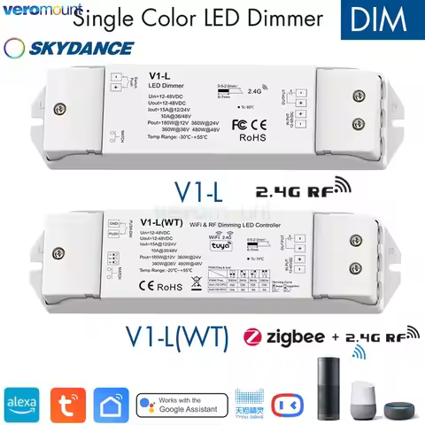 Skydance V1-L 2.4G RF Wireless Remote V1-L(WT) WiFi Tuya APP + Push Dim LED Dimmer CV Controller 12V