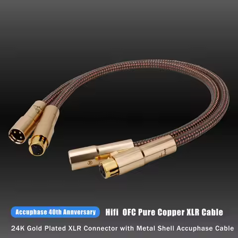 Pair Accuphase 40th XLR Cable OCC Balanced audio cable 3pin Male to Female Gold Plated xlr connector
