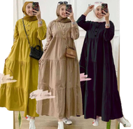 Kirania Midi Dress M L XL XXL (JUMBO) Gamis Rayon Adem Murah Gamis Baju Muslim Wanita kekinian Viscose Premium Halus