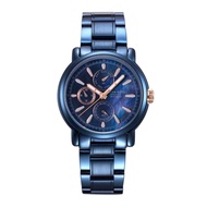 (MADE IN SINGAPORE) Aries Gold B 7302 BU-BURG Chronograph Quartz Blue Stainless Steel Women watch