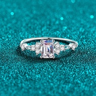 Real Moissanite 0.8ct Emerald Cut Ring S925 Sterling Silver Thinner Band Emerald 4x6mm Moissanite Ri