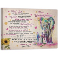 Inspirational Quotes To My Wonderful Daughter Canvas Paints Wall Art 11x14 Inch,Puppy Elephant And M