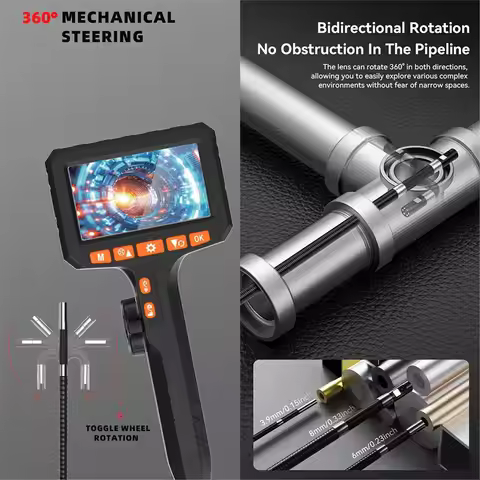 HAPPY EVER 3.9mm 2 Million Pixels HD Rotary 360° Industrial Piping Endoscope Camera Borescope Inspec