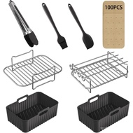 Ninja Air Fryer Accessories, 2Pcs Air Fryer Rack for Grill, Silicone Air Fryer Liners, Air Fryer Pap
