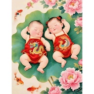 Many Sons Many Fu Dragon Phoenix Chengxiang Sweet Cute Twins Fat Doll Wall Stickers Wedding Room Bed