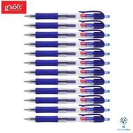 12pcs GSoft EX7 Retractable Gel Ink Pen | Gsoft 0.7mm | Black Blue Red | Bulk Wholesale