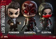 Hottoys Marvel cosbi cosbaby daredevil punisher elektra collectable set 夜魔俠