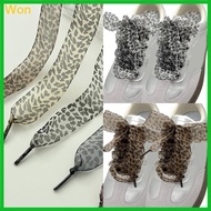 Won Leopards Print Organza Shoe Lace 140cm Long Organza Shoelaces 25mm Wide Flat Shoe Laces Replacem