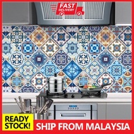 (Tiles) European Style Moroccan Design Kitchen Tiles Renovation Waterproof Aluminum Foil Paper Wallp