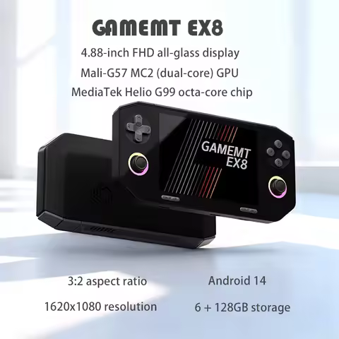NEW GameMT EX8 4.88-inch HD 1620x1080 Screen Android14 MediaTek Helio G99 Octa-core Retro Handheld G