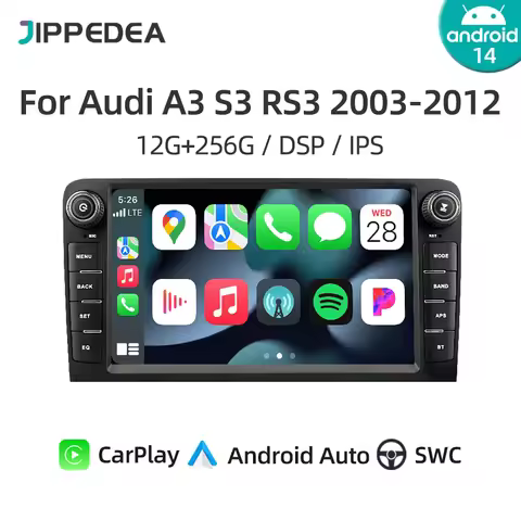 8" Android 14.0 CarPlay GPS Navigation 4G WiFi Bluetooth RDS Stereo Car Multimedia Player Car Radio 