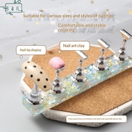 【B&A】 1 Set Iridescent Heart Sequins Magnetic Nail Holder False Tips Practice Stand Nail Art Display