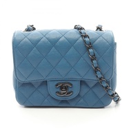 【二手】香奈兒迷你絎縫單肩包 A35200 藍色魚子醬紋小牛皮（粒面小牛皮）女士迷你絎縫鏈條單肩包
