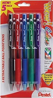 Pentel Wow! Colors Retractable Medium Ballpoint Pens 5/Pkg-Assorted Colors