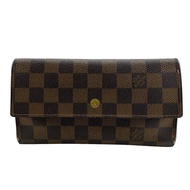 二手LOUIS VUITTONN61215 Porte Tresor International 三折 Damier 長錢包，棕色，帶卡槽和零ブラウン