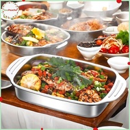 OnePeache 16x9 Inch 2SET Stainless Steel Deep Baking Pan With Lids Kitchen Tray For Fish Pasta Roast