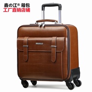 DD💯Leather Trolley Case Universal Wheel Cowhide Suitcase16Inch Business Boarding Bag20Inch Luggage22Inch Leather Case24