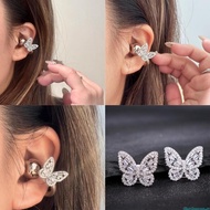 dingdongaa Flash Rhinestones Ear-Clip Accessories Open Headphone Clip Rhinestones Butterfly Decorati