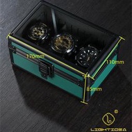 手錶收納盒 流行色不倫瑞克綠3位5位10位鋁合金手錶收納盒腕錶包裝透明展示箱