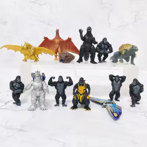 13pcs Godzilla Vs King Kong Figures 2-9cm Q Version Rodan Mothra King Ghidorah Car Desktop Decoratio