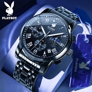 PLAYBOY Jam Tangan Lelaki Original 100% Watch Man Waterproof Murah Style Steel Luminous 3026-H