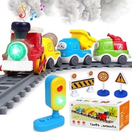 Electric Train Set for Toddlers 3-5 4-8 with Train Tracks Set Lights Up Steam Sign Realistic Music S