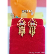 Wing Sing 916 Gold Earrings / Subang Indian Design  Emas 916 (WS110)