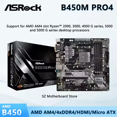 ASRock New B450M PRO4 BOX AMD B450 Motherboard M-ATX Support Socket AM4 CPU AMD Ryzen 5 5600X 5600 5