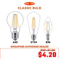 Philips LED Classic Bulbs 2W/4W/6W E14/E27 A60/ST64/B35 2700K/Warm White