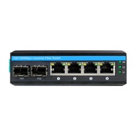 OLYCOM 6-Port Hardened Industrial Gigabit PoE+ DIN-Rail Fiber Network Switch 4 x Gigabit PoE+ Ports 