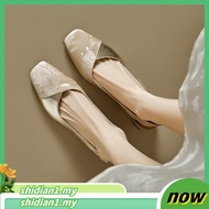 elle heels Chinese high heels Percetakan retro gaya Cina baru sandal kepala persegi wanita tumit teb