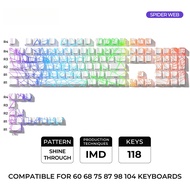 SPIDER WEB Version Pattern Shine Through OEM Profile IMD-Tech Keycap Set 118 Keys Black Backlight Ke