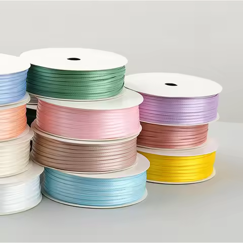 2mm Ribbon Balloon Thin Volume Satin Ribbon Colorful Rope Ribbon Double-Sided Ribbon Decoration DIY 