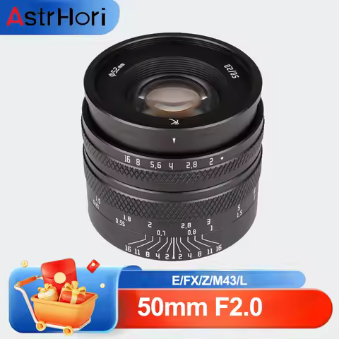 AstrHori 50mm F2.0 Full Frame Manual Focus Fixed Focus Camera Lens compatible with Fuji X-T2 Nikon Z