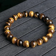 【Natural Crystals】7A Natural Yellow Tiger's eye Round Beads Bracelet（Strong Cat eye Effect ）