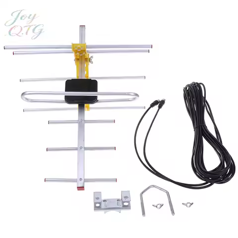 Outdoor 100Mile Amplified 8 Yagi Antenna HD TV 10dB Long Range UHF/VHF/FM HDTV