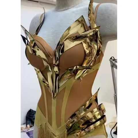 New Future Sense Armor Bodysuit Gogo Dance Clothes Drag Queen Costume Nightclub Dj Ds Dancer Singer 
