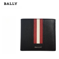 BALLY กระเป๋าเงินของขวัญ ผู้ชาย กระเป๋าผู้ชาย กระเป๋าสตางค์สั้นหนังวัวลายนูนสีดำ หลายตำแหน่ง