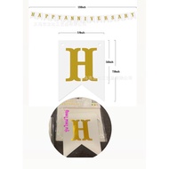 ธง Happy Anniversary วันครบรอบ สําหรับตกแต่งปาร์ตี้