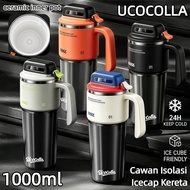 Ucocolla 1000ml Botol Air Tahan Sejuk 316 Stainless Steel Ceramic Liner Termos Besar Muat Pemegang C