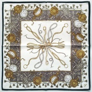 Fendi 古董手帕領巾 復古錶與鍊飾印花 19 x 19.5 英吋